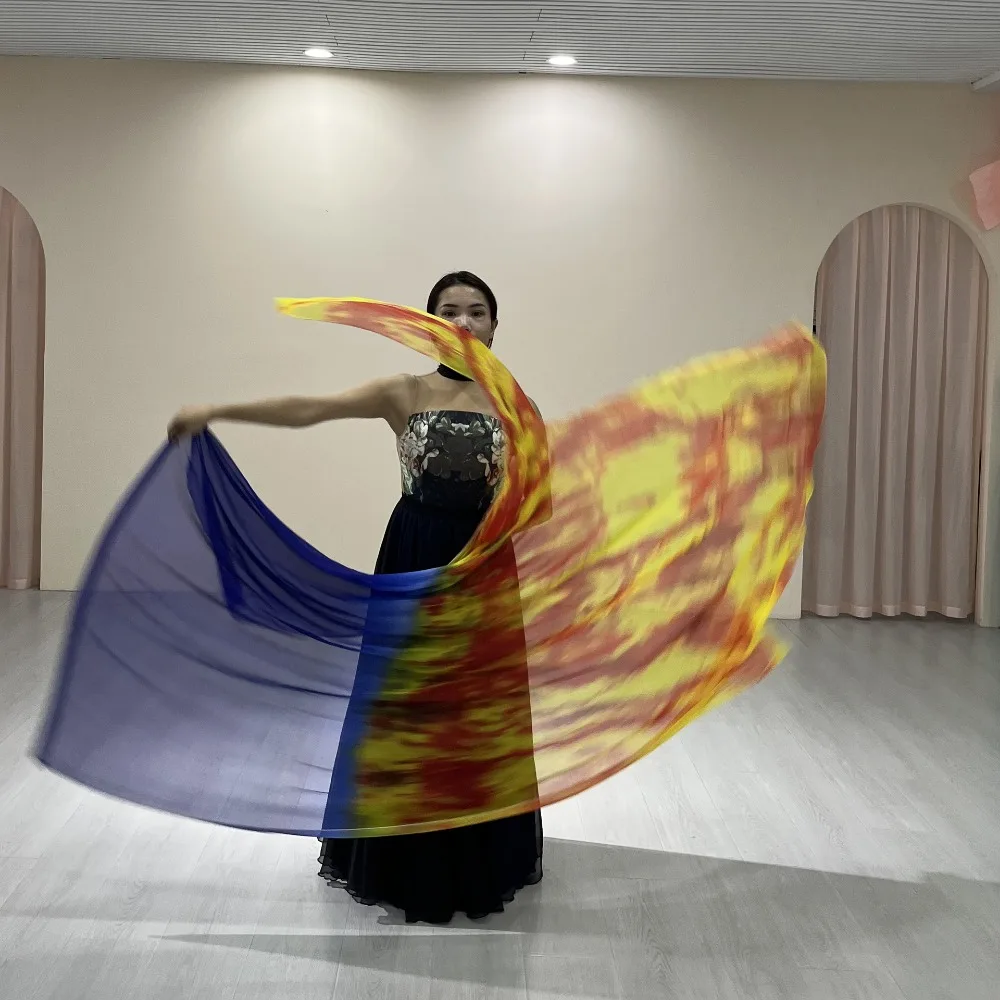 Silk Veil Flags for Belly Dancing, Gradient Color, Stage Performance, Practice, Carnival Props, Accessories, Adult