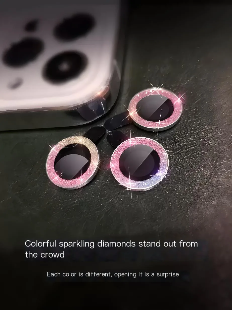 Glitter Bling Metal Glass Camera Lens Protector for IPhone 14 15 13 11 Pro Max Plus 12 Mini 14Pro 15Pro Women Ring lens Cover