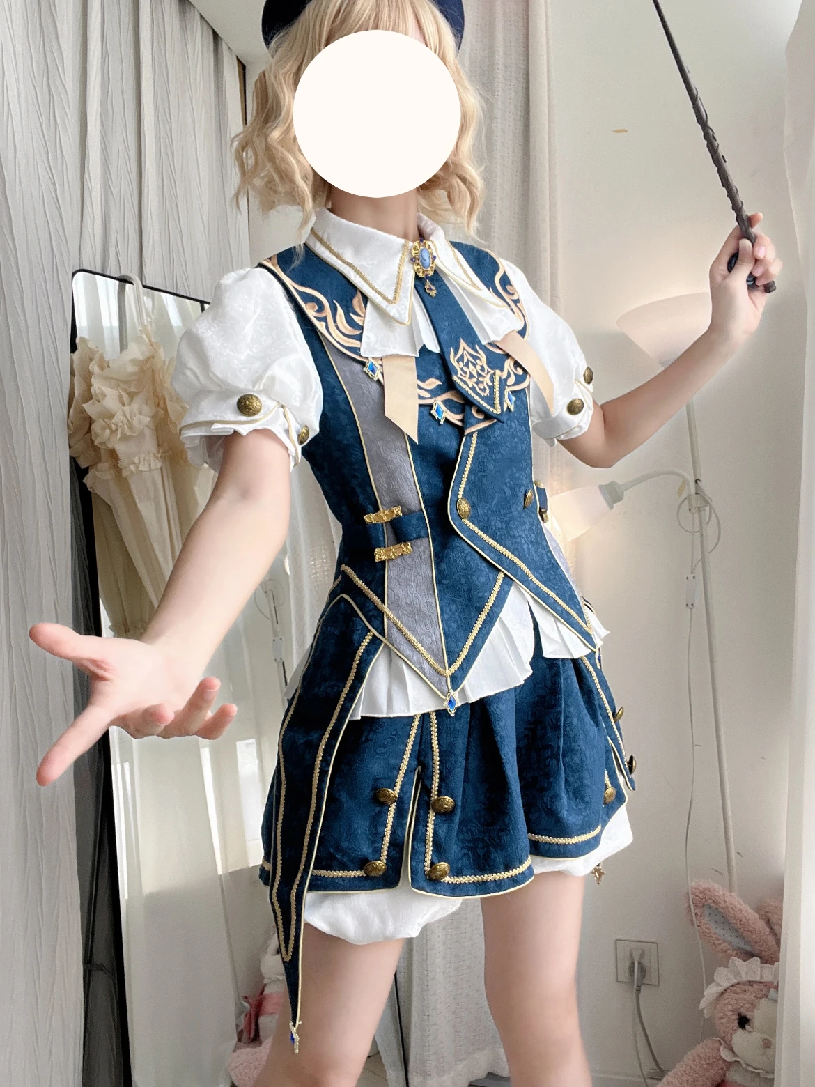 Lolita Sottocultura Costume cosplay principe elegante di fascia alta Palazzo retrò Stile preppy SK Abito blu Set gotici con ricamo pesante