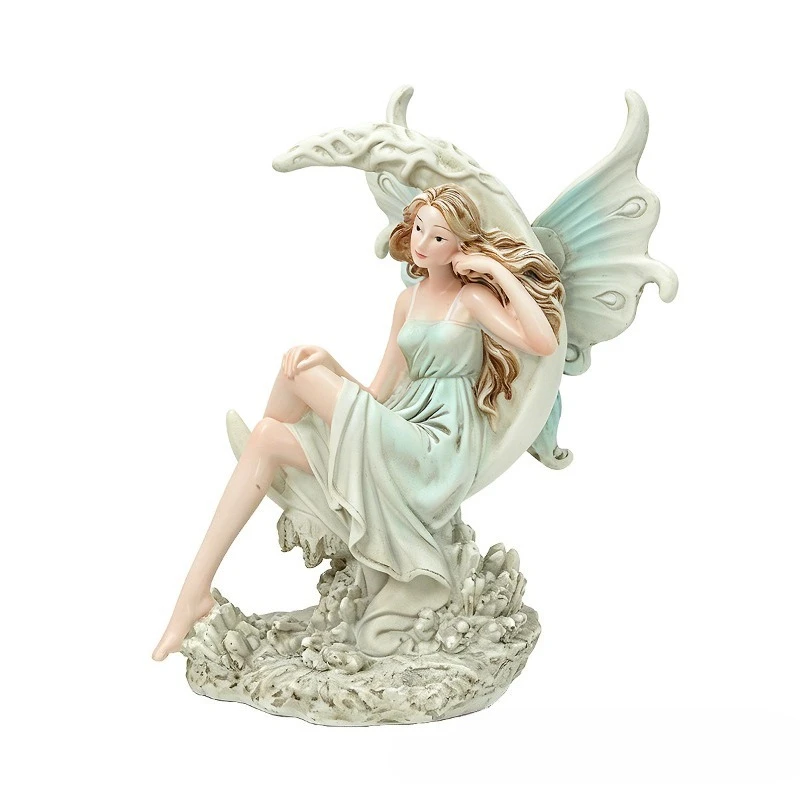Nordic Resin Angel Girl Sculpture Ornaments Outdoor Courtyard Balcony Fairy Miniature Statue Crafts Garden Decoration Statue view 5