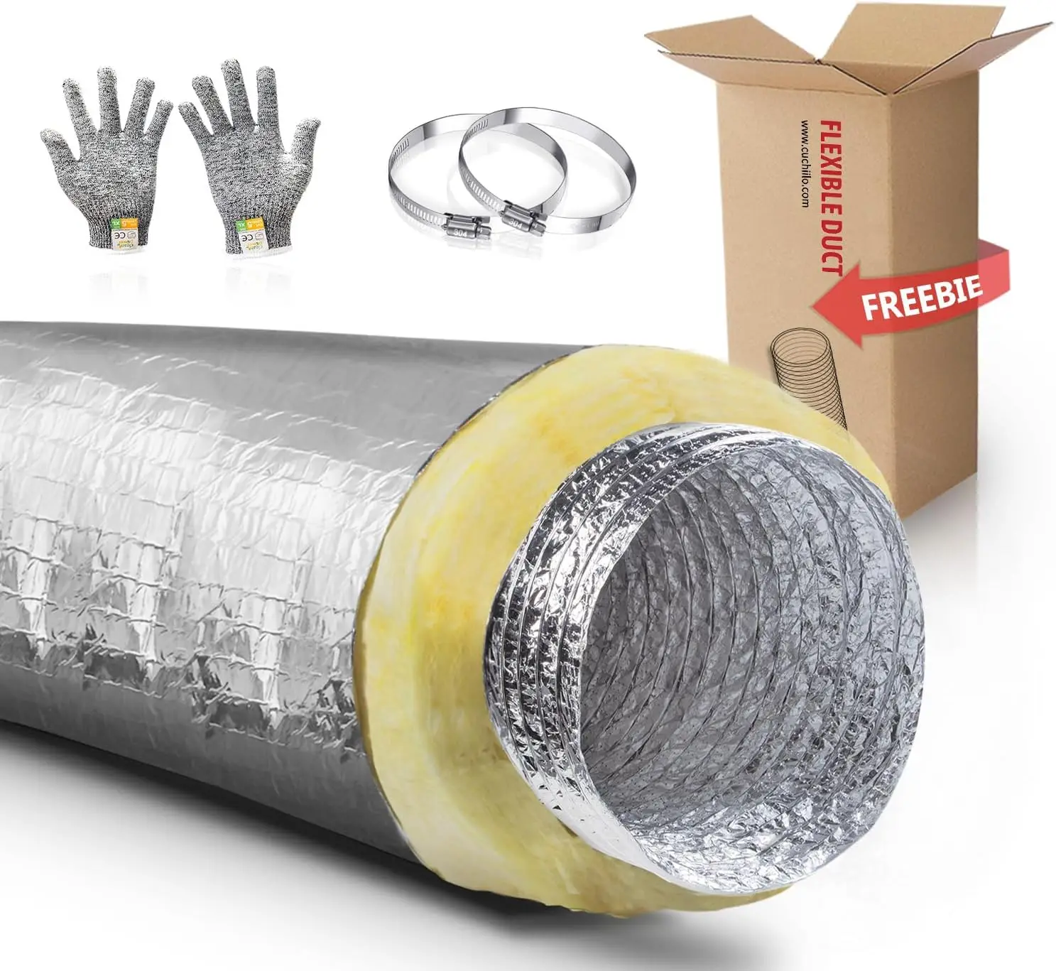 

6 Inch 25 Feet Insulated Flexible Duct,Flex Duct Insulated, for Heating and Air Conditioning Systems