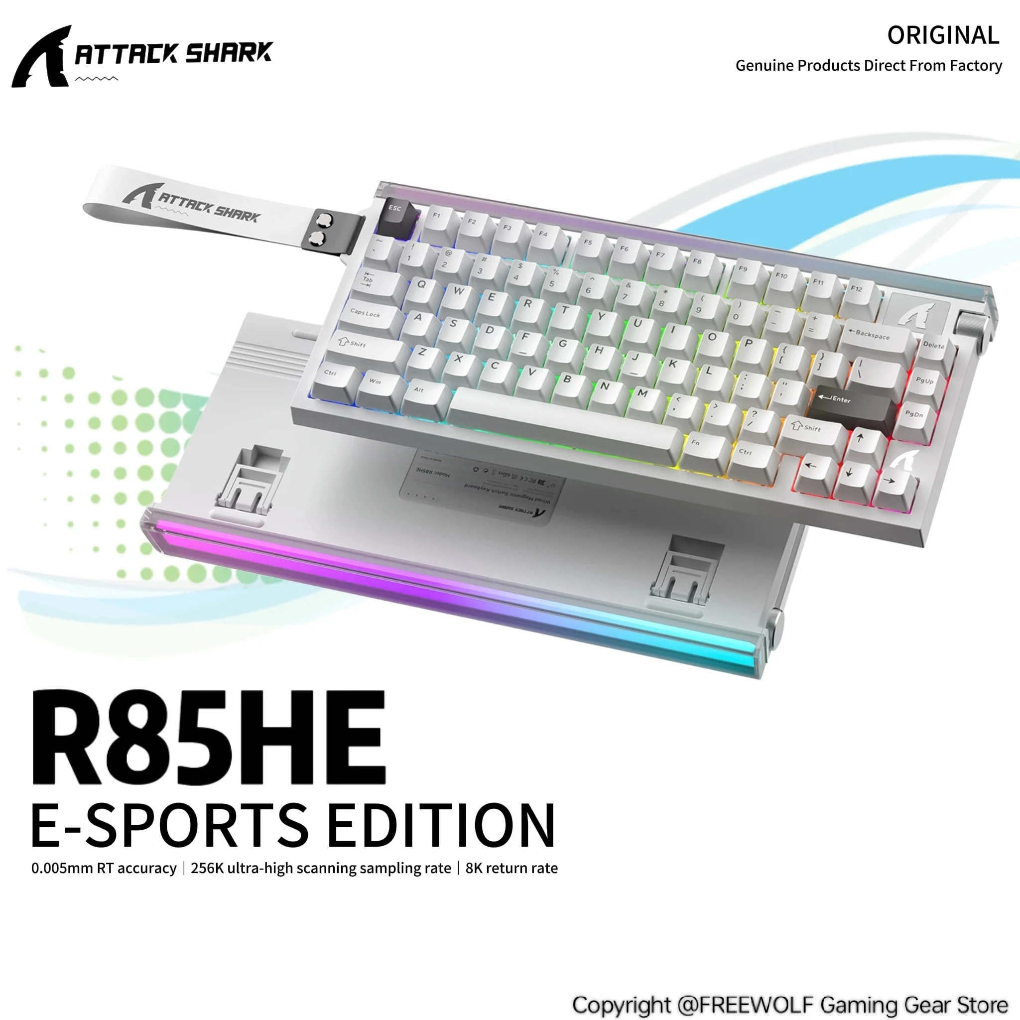 Attack Shark R85HE RGB Neon Light Keyboard,0.005mm RT Accuracy,8K Return Rate,Wired Connection for Mechanical Keyboard