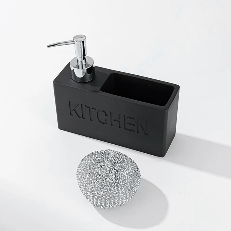 

Kitchen Dish Soap Dispenser Storage Box Set Countertop Liquid Hand Refillable Bottle With Cleaning Sponge Holder, Durable