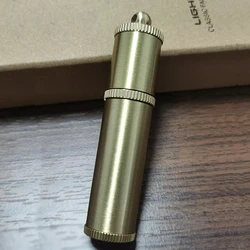 Diy Mini Compact Cute Full Brass Kerosene Lighter Portable Gasoline Lighter Outdoor Waterproof Capsule Lighter