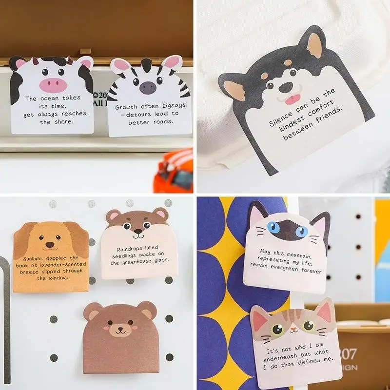 

240/960 Cartoon Cute Sheets Large Capacity Adhesive Animal Shaped Memo Pads And Interesting Animal Shaped Sticky Notes