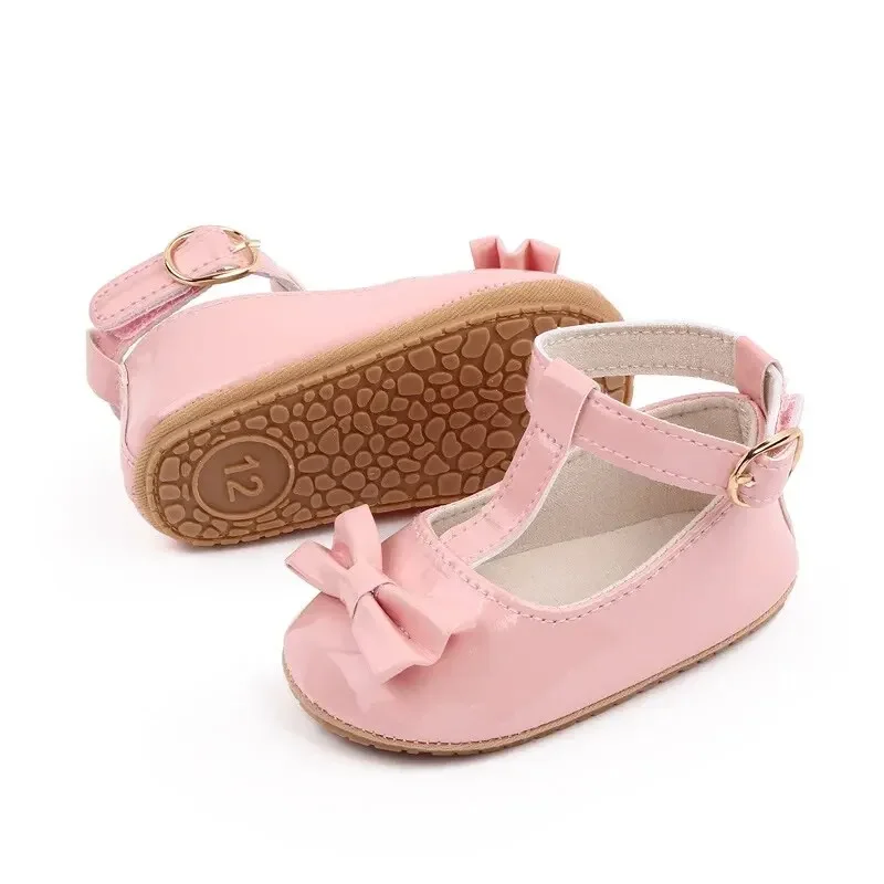 Meckior 2024 Nieuwe Baby Meisjes Schoenen Prinses Choreografie Schattige Boog Pu Anti-Slip Zachte Rubberen Bodem Eerste Rollator Peuter Wieg Schoenen