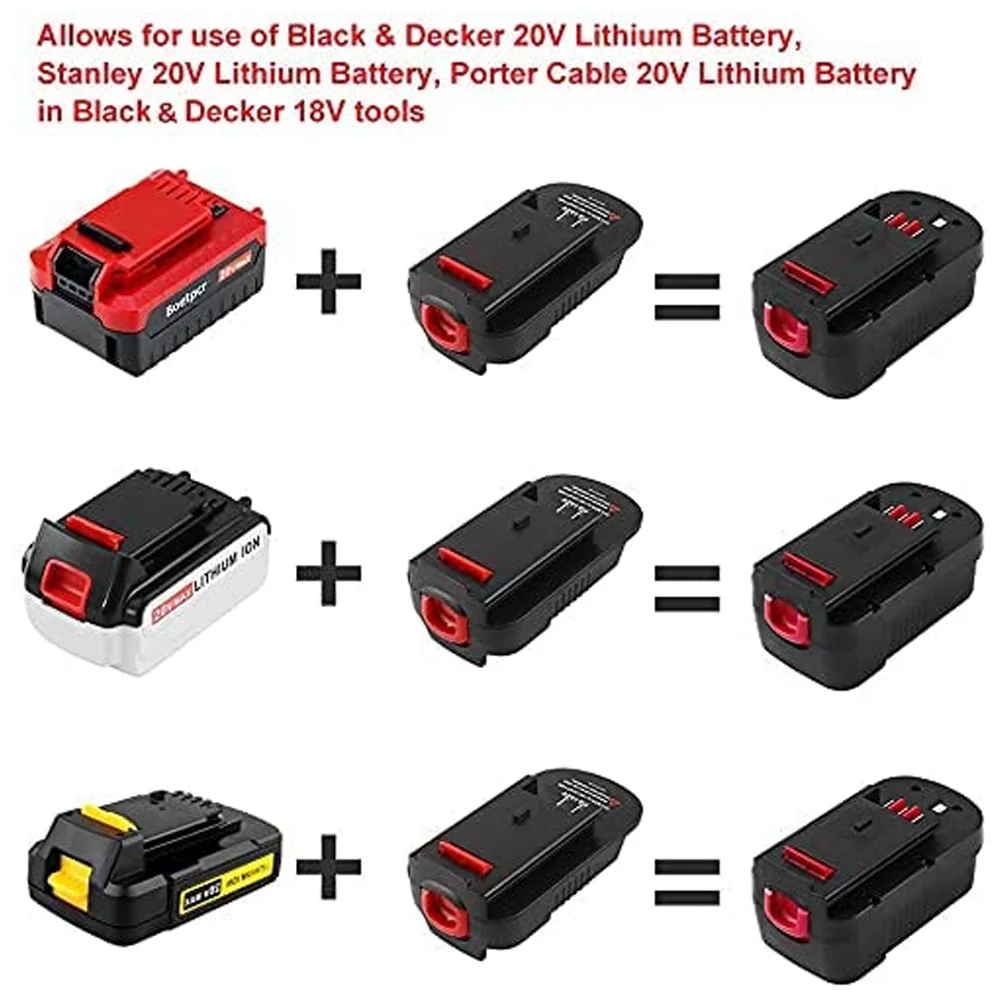 For Black Decker/Stanley/Porter Cable 20V Max Lithium Battery to NiCad & NiMh Battery Power Tools Battery Converter Adapter view 3