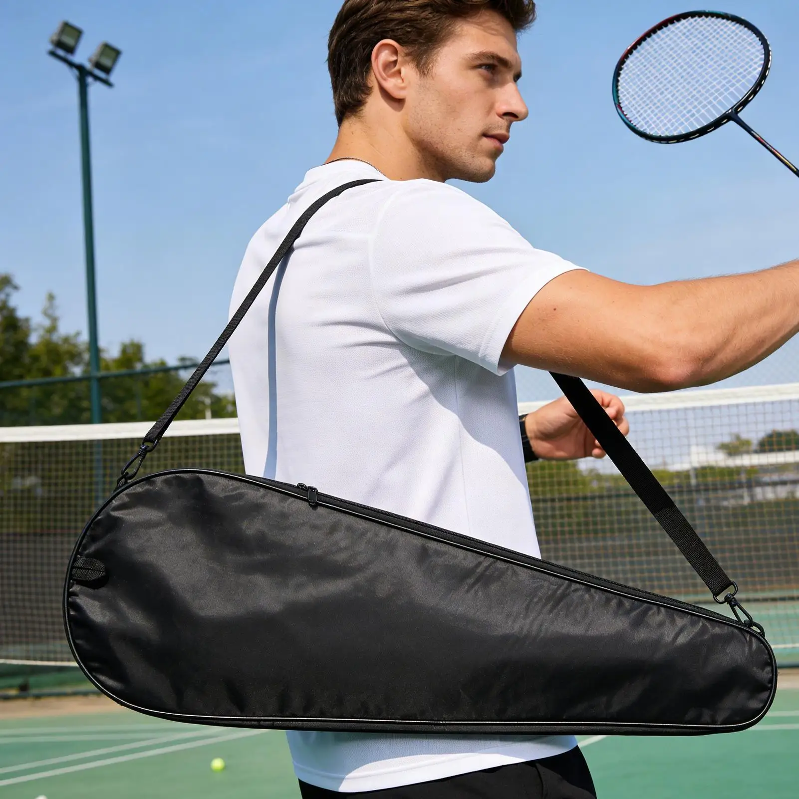 Tennis Racket Bag Waterproof Storage with Shoulder Strap Tennis Racket Bags for Men with Zipper for Men Women Outdoor Travel
