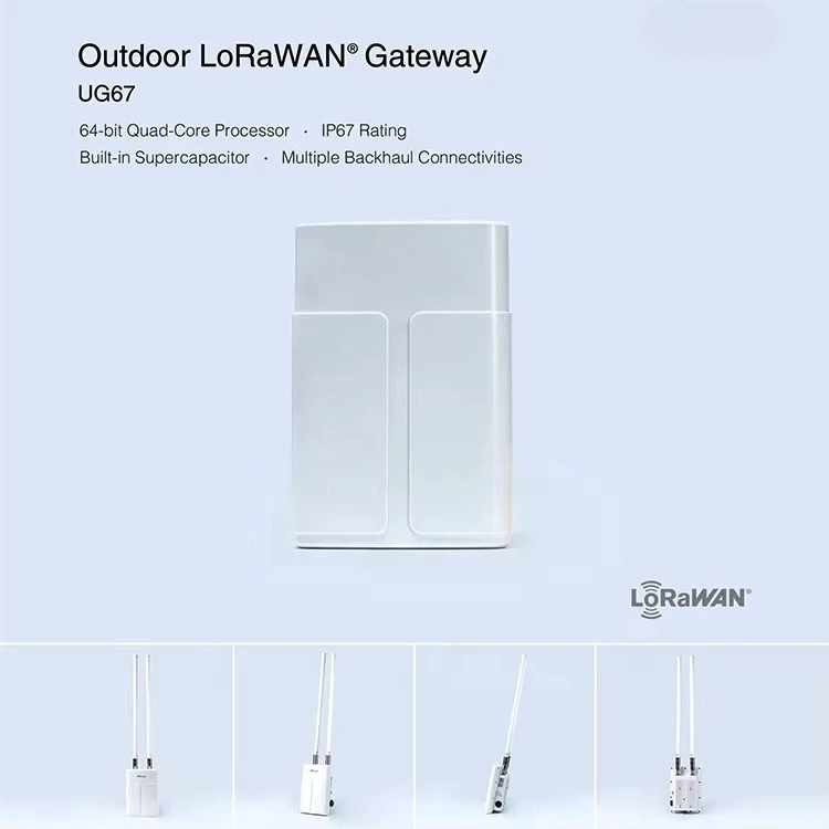 UG67 Outdoor LoRaWAN Gateway 8-Channel SX1302 Quad-Core CPU 2000 Nodes 15km IP67 PoE Ethernet RS485 WiFi Cellular