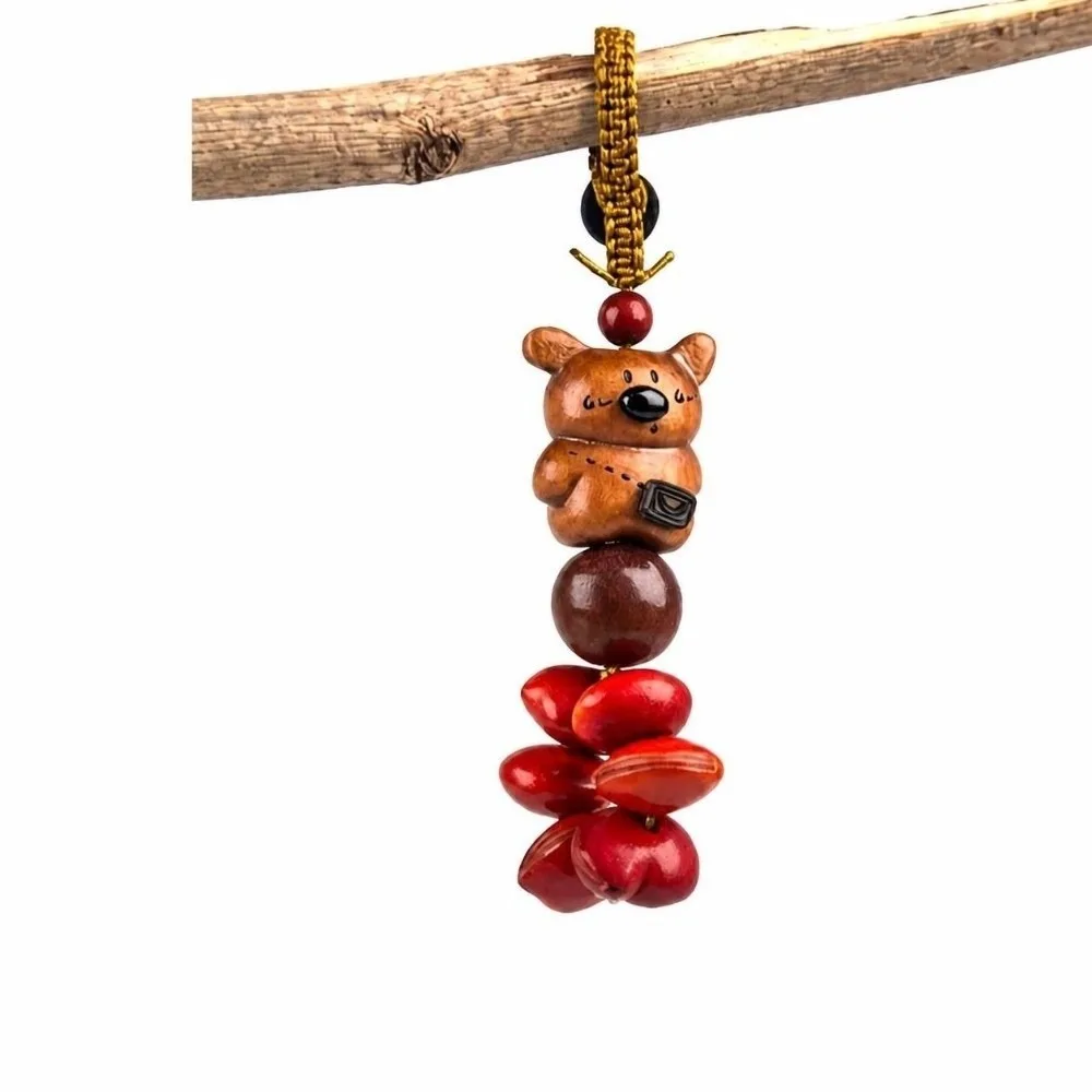 New Natural Fruit Shell Wind Chime Keychain Rope Lanyards Hanging Bell Pendant DIY Wooden Bag Pendant Charm Backpack Decoration