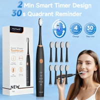 Electric Toothbrush for Adults Kids Rechargeable Sonic Toothbrush, 8 Brush Heads, 4 Cleaning Modes 4-Hour Charge Lasts 30 Days