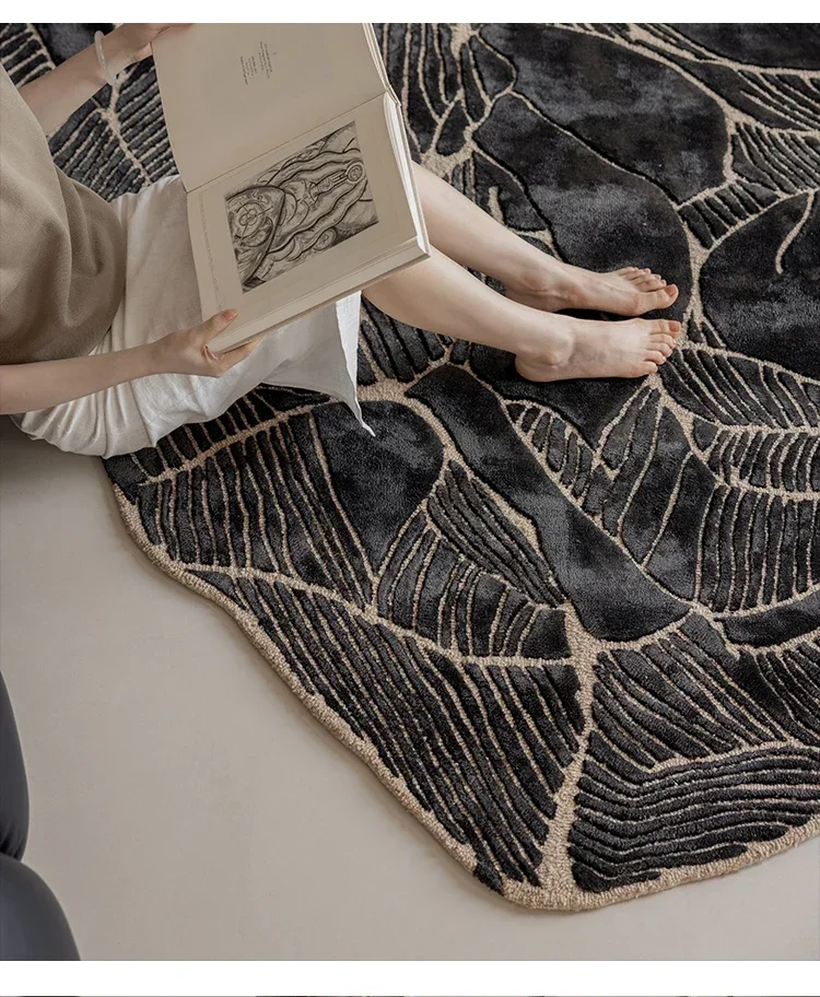 Nordic premium brown carpet silk wool living room bedroom special-shaped premium floor mat