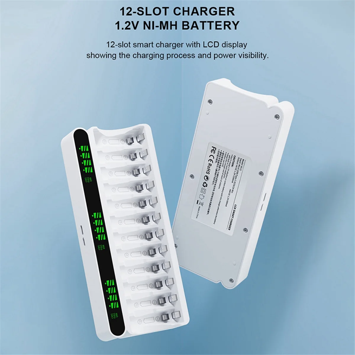 

ABNJ для интеллектуального зарядного устройства с 12 слотами типа C VC12 специально для Ni-/Ni-CD аккумуляторной батареи 1,2 В AA/AAA