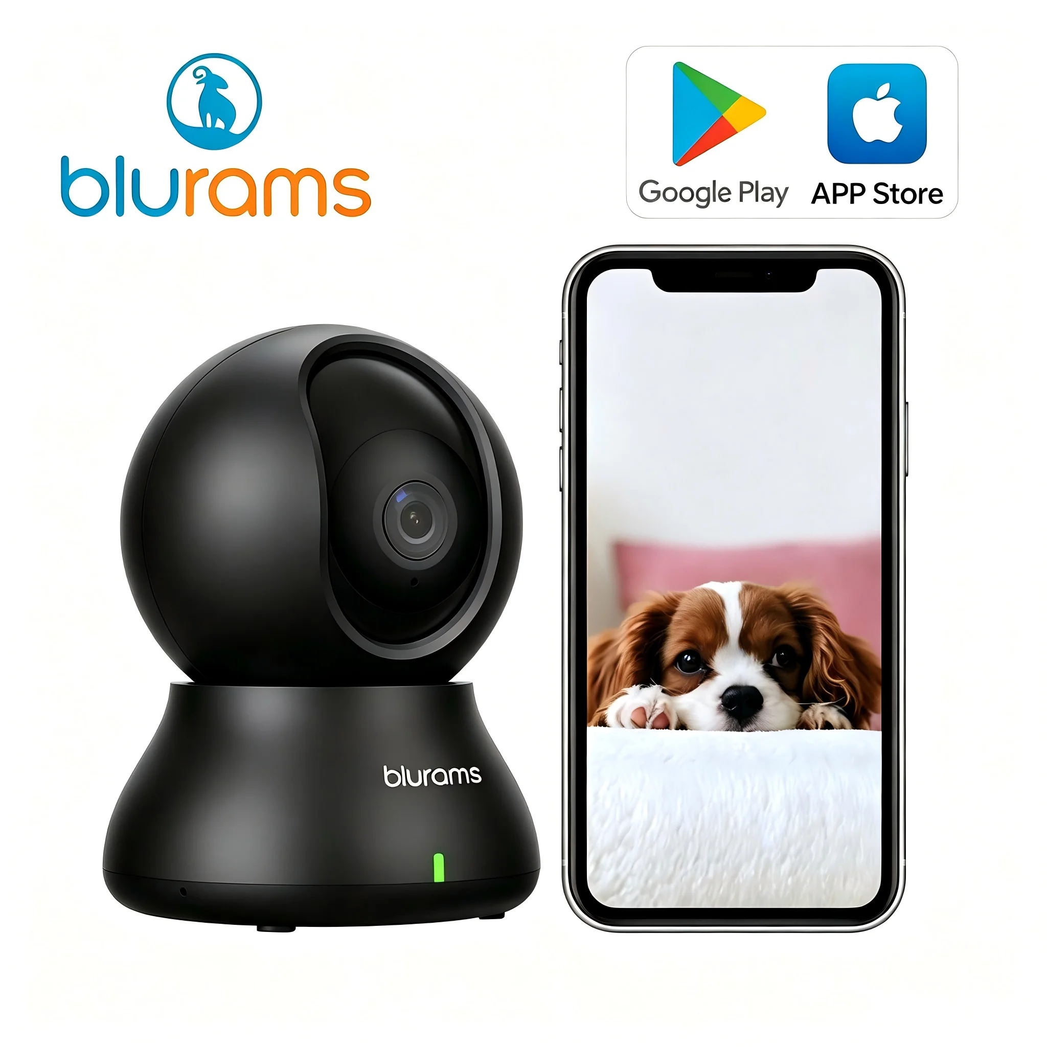 blurams 2K Al Detection & Tracking Security Camera Indoor, PTZ 360° Guardian, No Blind Spots, Color Night Vision,Google Play