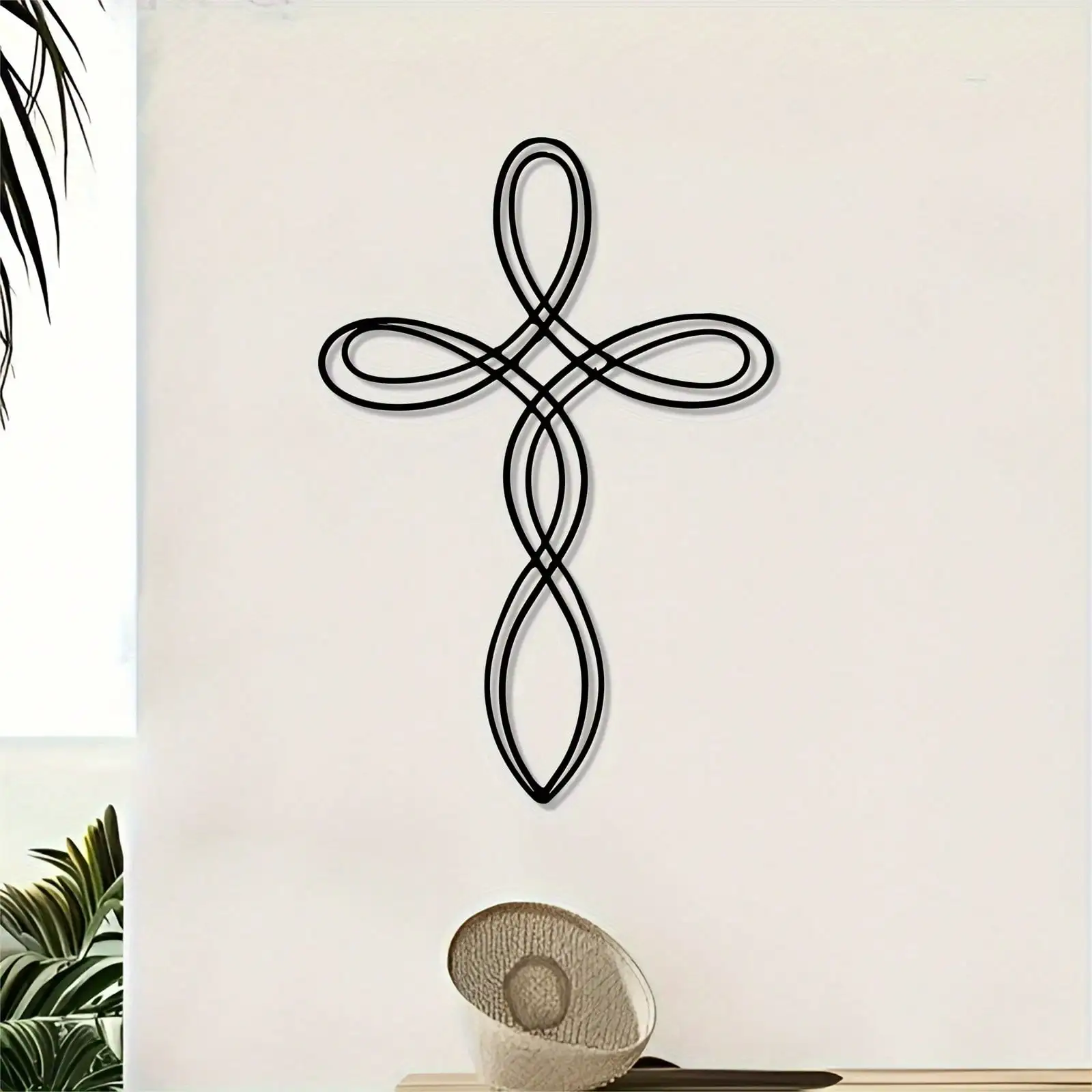 CIFbuy Iron Wall Art Cross Metal Decor Sturdy Openwork Silhouette Modern Religious Living Room Home Wall Hanging