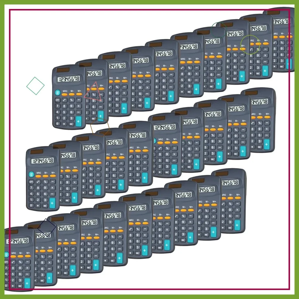 

8-Digit Solar Calculator Set of 30, 4-Function Pocket Size for Students Classroom Home Office Black