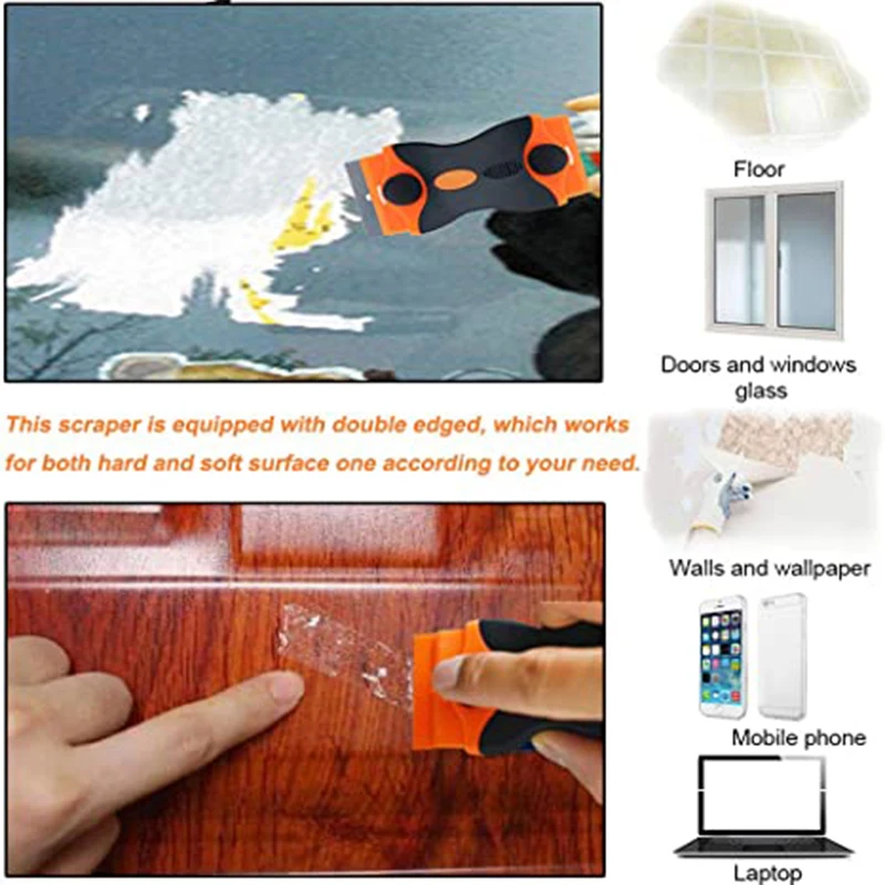 Multi-Purpose Scraper Cleaning Tool for Scraping Labels, Decals, Stickers, Paint from Glass, Stovetop, Subfloor
