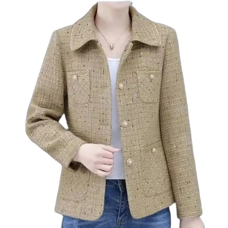 Abrigo corto de moda para mujer, chaqueta de un solo pecho, traje pequeño coreano, prendas de vestir 5XL exteriores, primavera y otoño, 2024