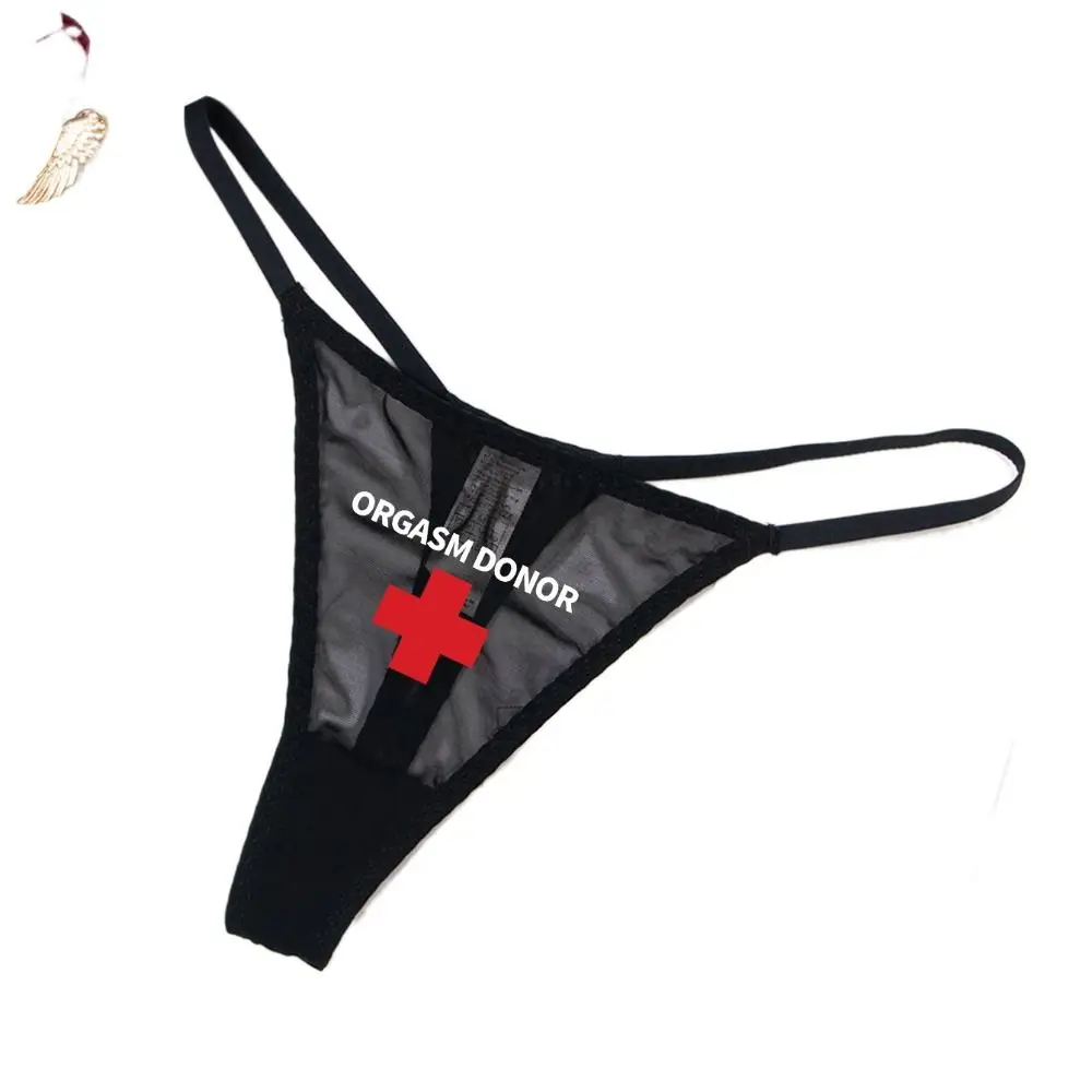 

Seamless Solid Color Sexy Mesh Thong Printing Mouth Sexy G Strings Letter Underpants Low Waist T-back Female