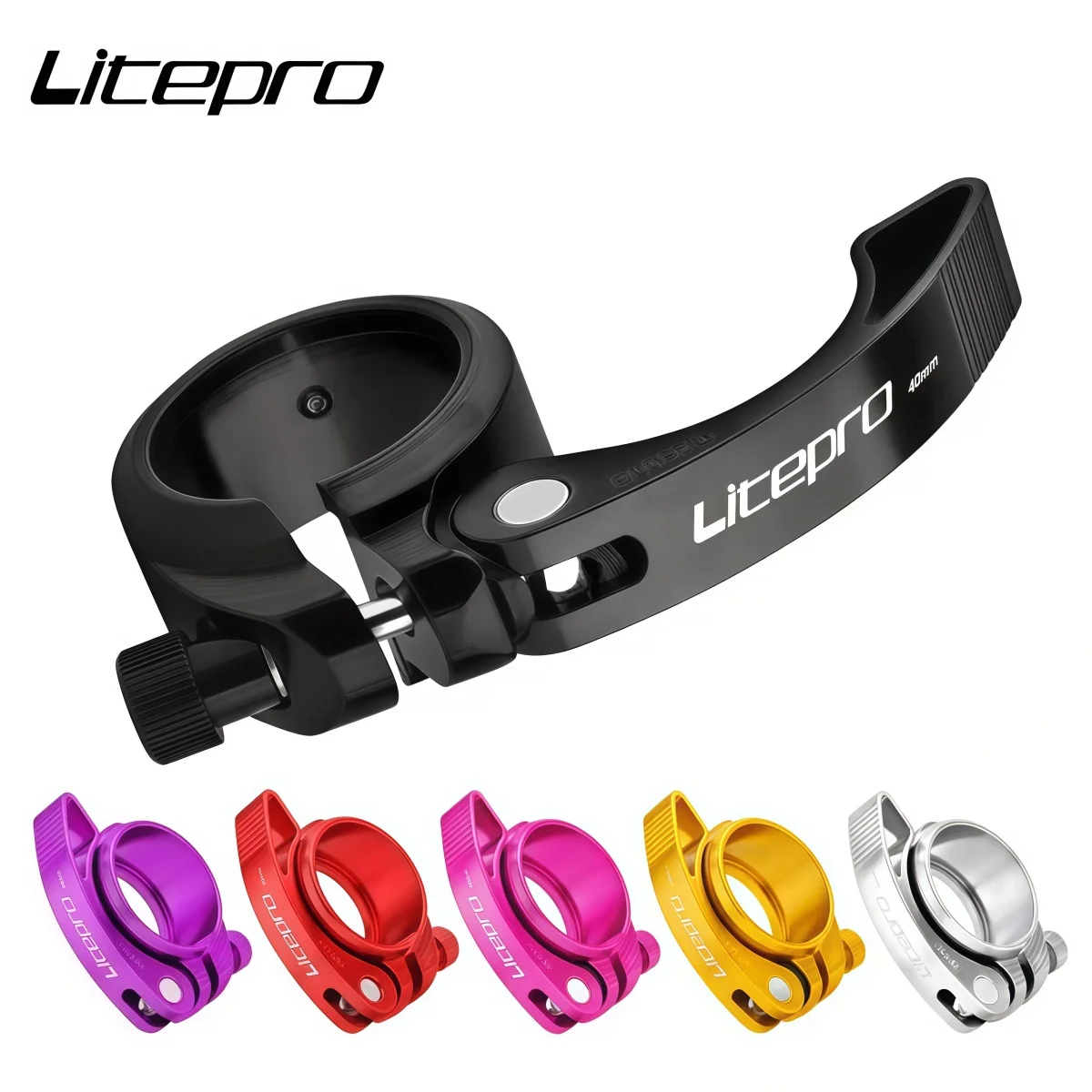 Litepro alumínio 7075 braçadeira de espigão de liberação rápida 40mm para dahon/fnhon 16/20 "bicicleta dobrável-preto/vermelho/azul/dourado