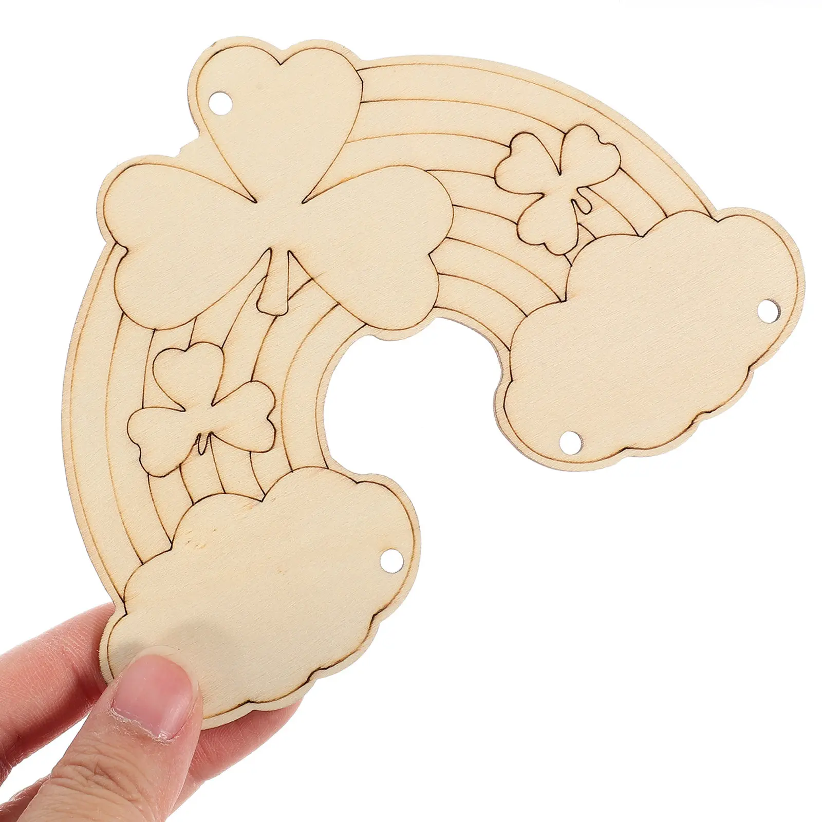 

Набор для изготовления ветряных колокольчиков: деревянный декор для сада ко Дню Святого Патрика, подвесное украшение, неокрашенный деревянный колокольчик, поделка в виде клевера, весенний декор