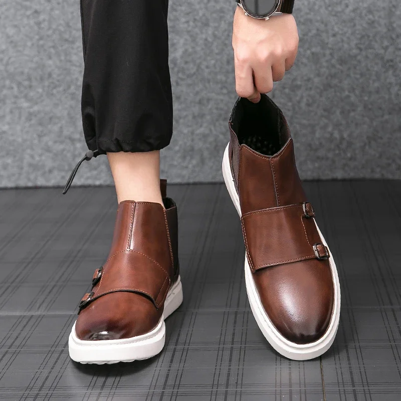 جديد أسود مزدوج مشبك الراهب تشيلسي أحذية للرجال أحذية فلكنيز أحذية رياضية برونو رجال الأعمال حجم 38-46 #2