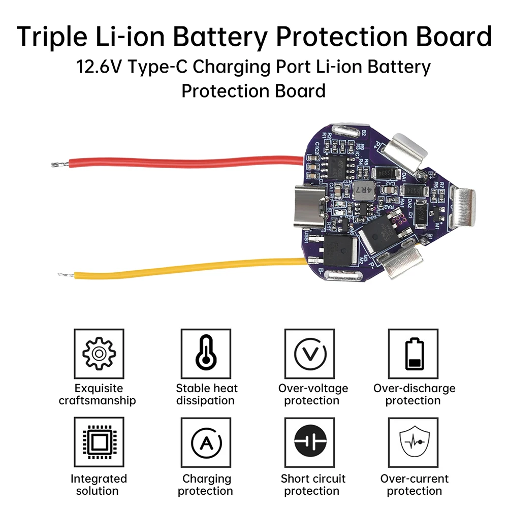 BMS 12.6V 3S 20A Type C Charging Port 18650 Power Lithium Battery
