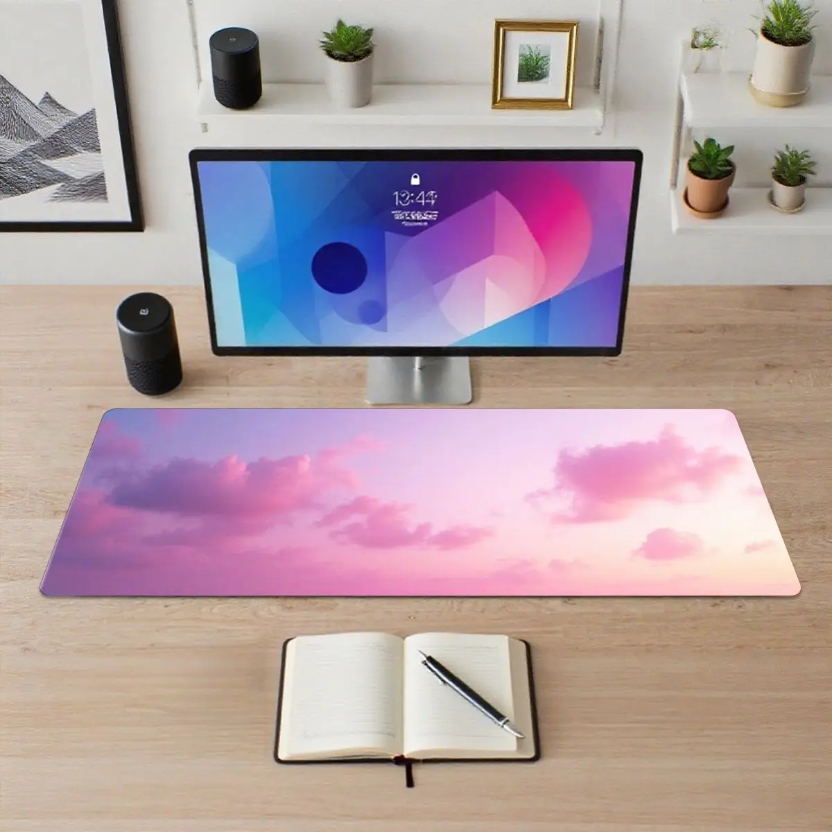 قطعة واحدة من لوحة ماوس Dreamy Pink Sky، مقاس كبير 31.5 بوصة × 11.8 بوصة، قاعدة مضادة للانزلاق، مثالية للاستخدام المكتبي.