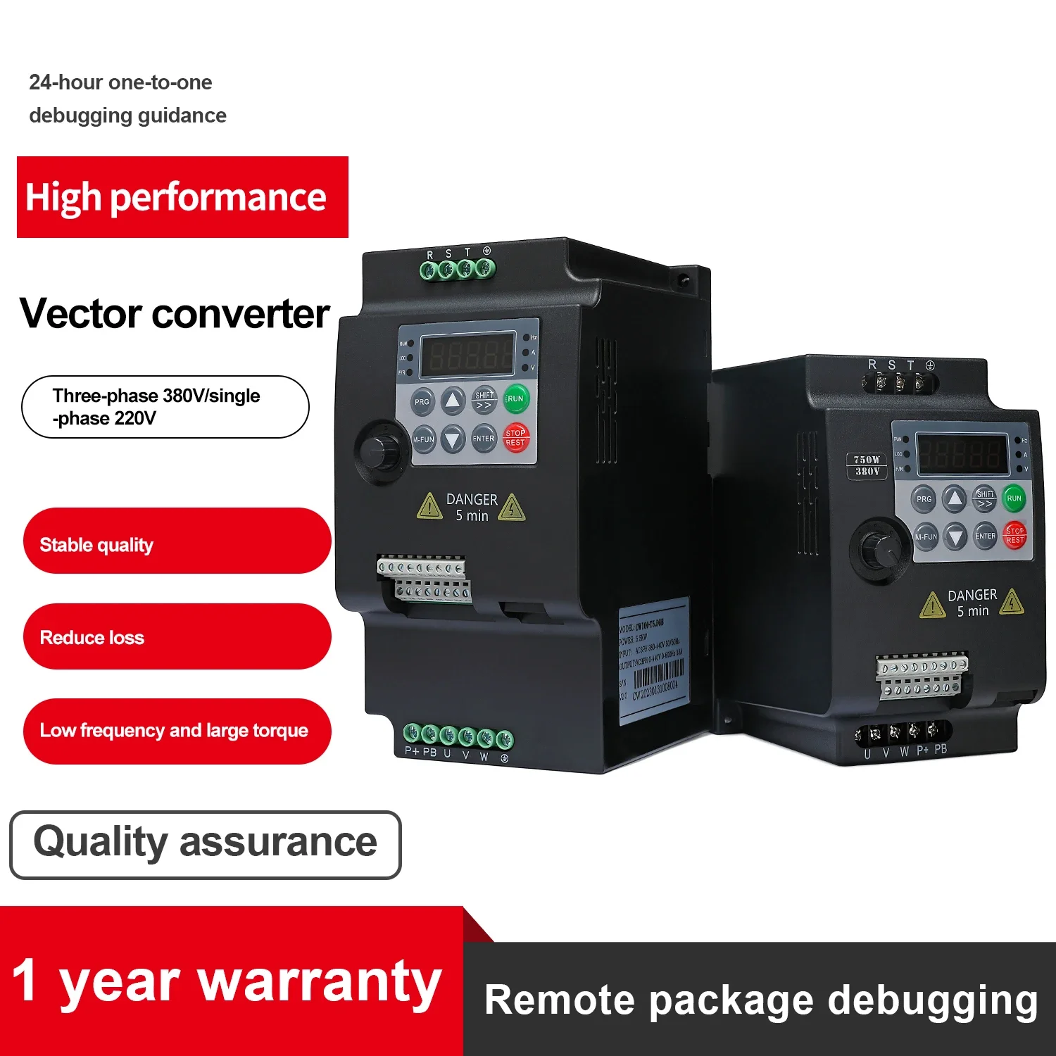 AC VFD 1-phase 220V/3Ph 380V input to 3ph output 220V/380V 0.75/1.5/2.2/4/5.5KWfrequency converter inverter for control motor