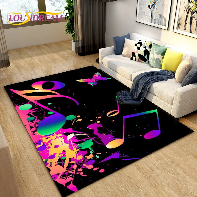 3D Creative Music Notes พรมขนาดใหญ่พรมพรมสำหรับห้องรับแขกห้องนอนโซฟา,ครัวห้องน้ำพรมเช็ดเท้า Non-Slip Mat ของขวัญ