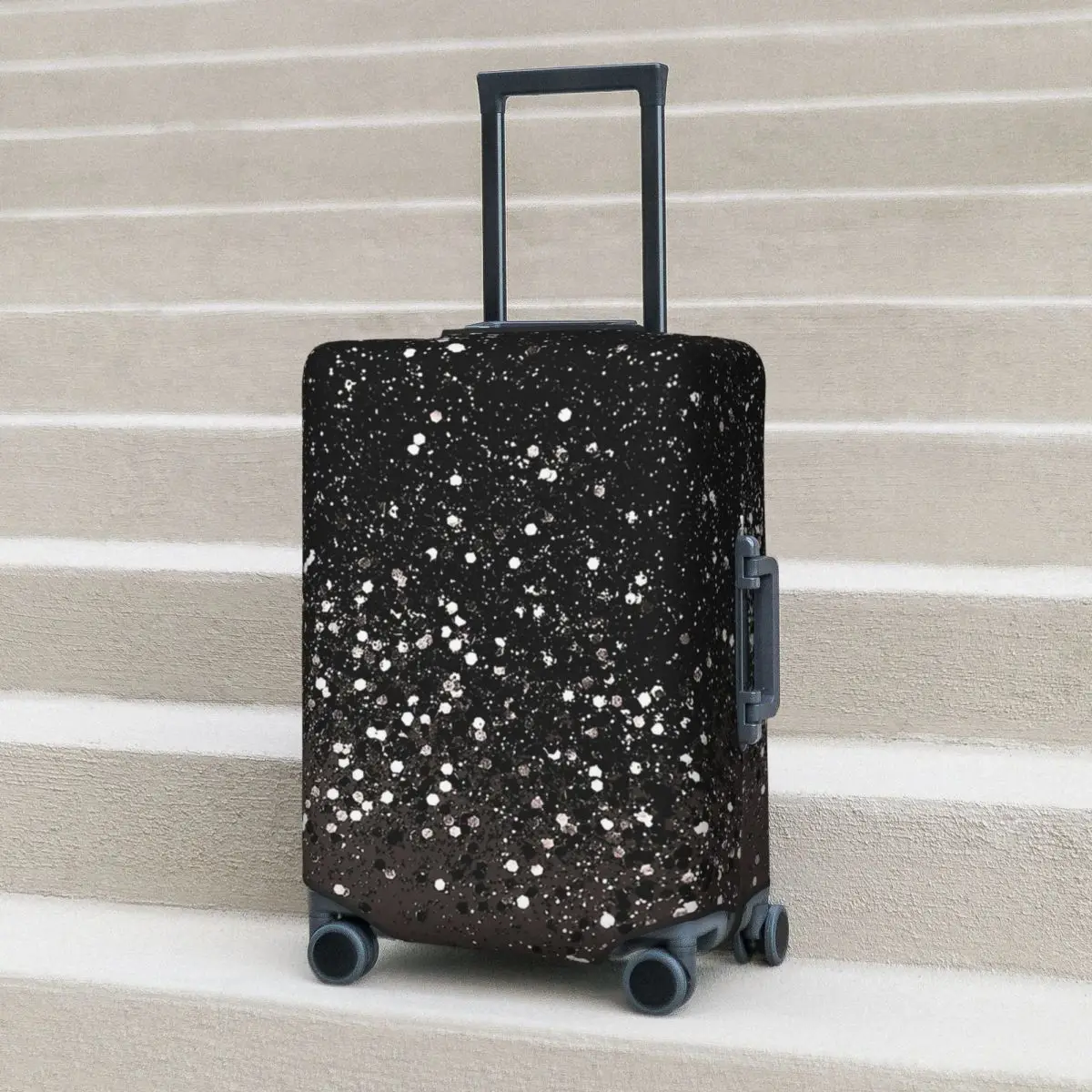 

Blush Gray Black Lady Glitter (Faux Glitter) Suitcase Cover Protection Elastic Travel Luggage Protector Covers for 18-32 Inch