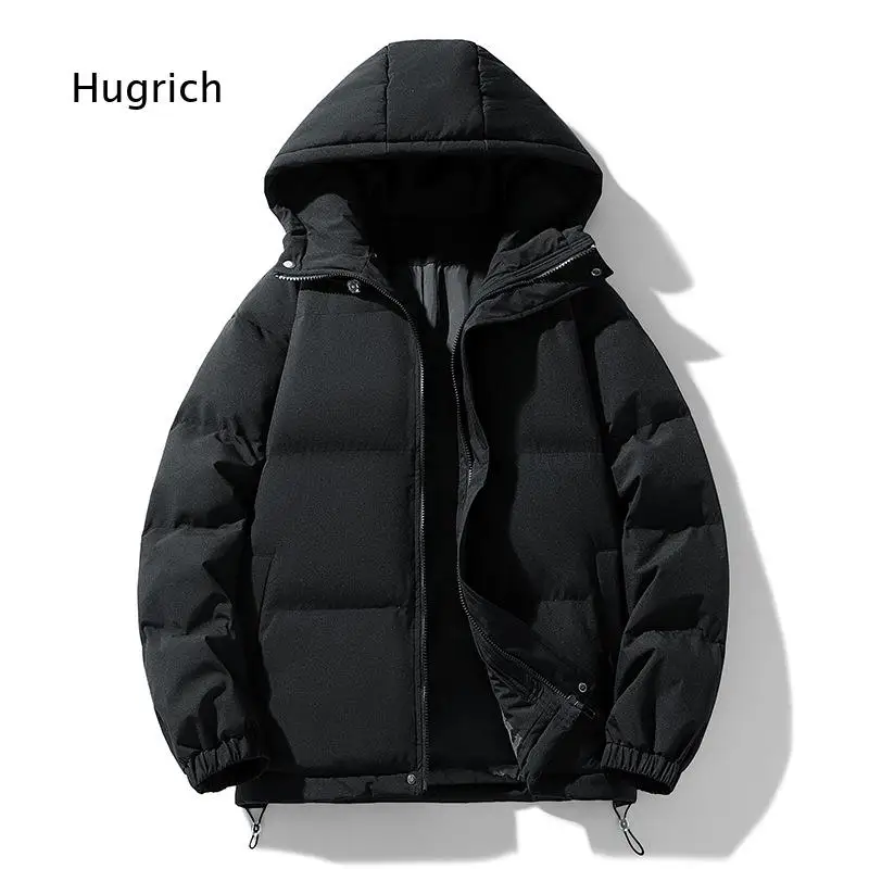 Men's Hooded Padded Winter Jacket Zip Up Warm Outerwear With Drawstring Hem Loose Fit For Casual Daily Wear Streetwear