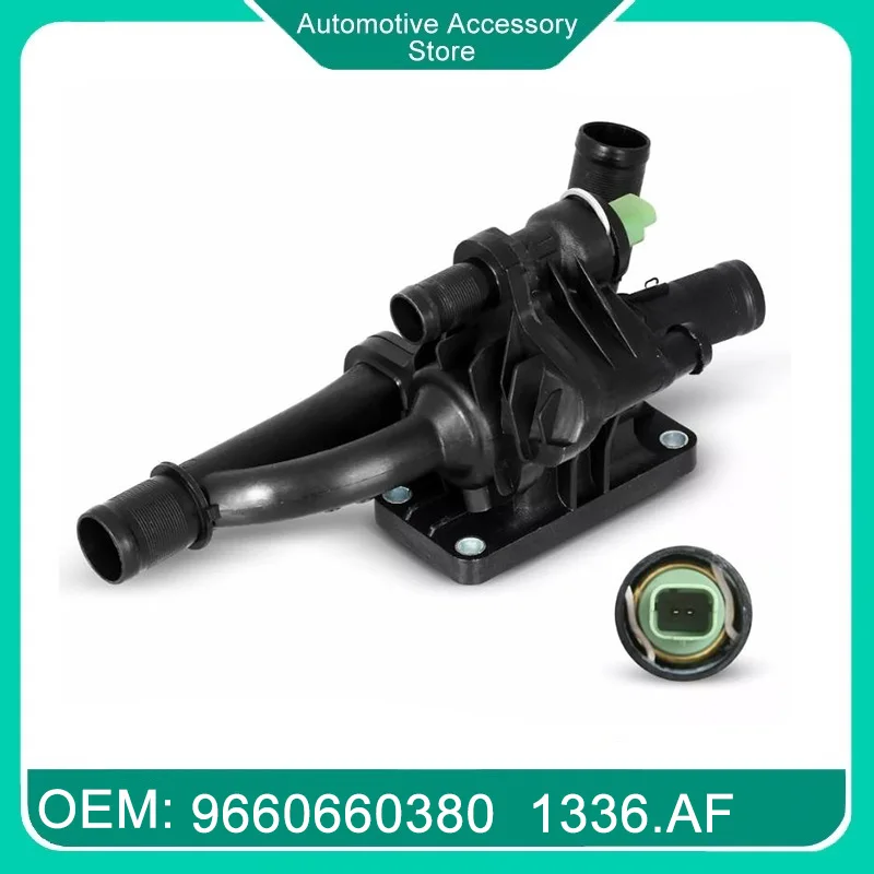 1336.AF 9660660380 Coolant Thermostat Housing Replacement Engine Thermostat Housing Assembly for Peugeot 407 1.6 HDI 2004-2016