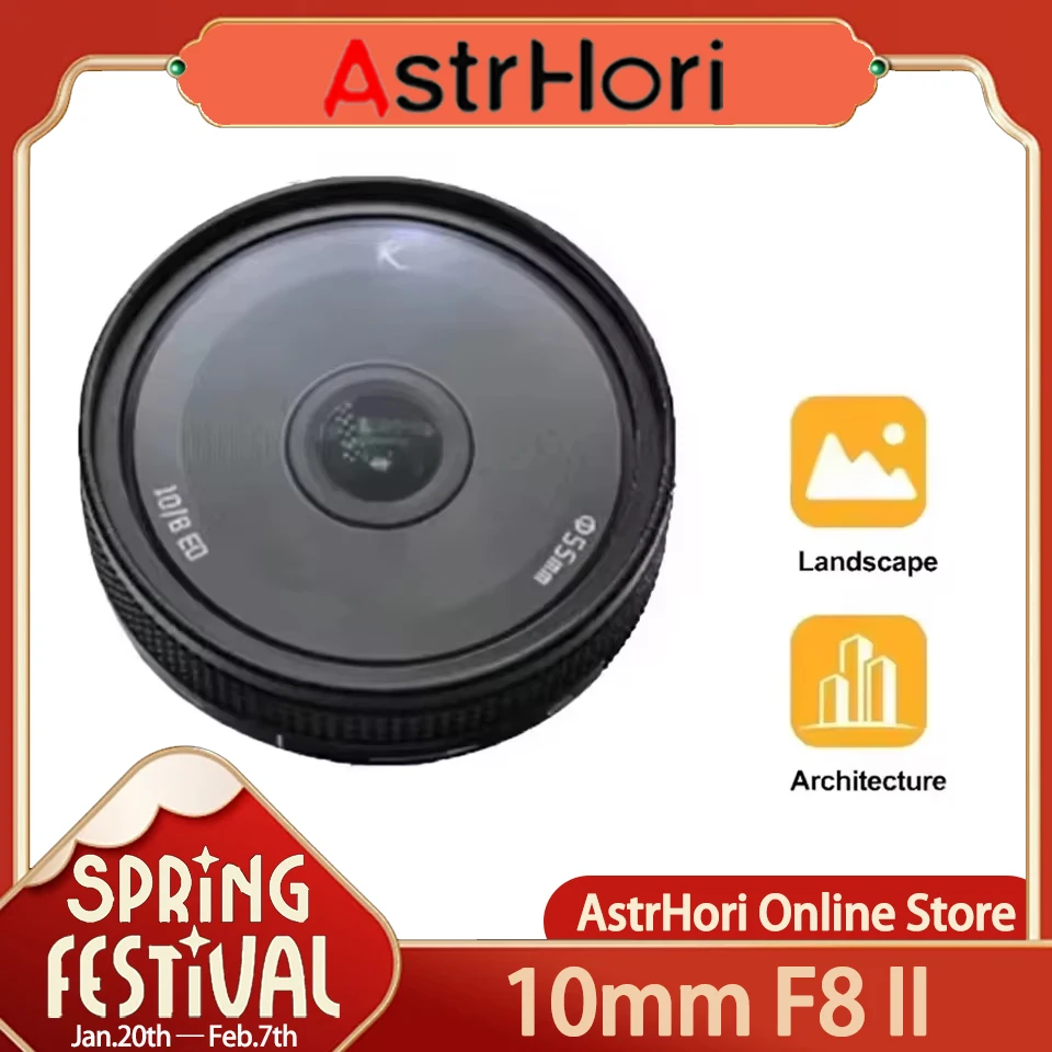 

AstrHori 10mm F8 II APS-C Manual Focus Ultra Wide Angle Fisheye Lens for Sony A7III Fuji X-T10 Nikon Z 50