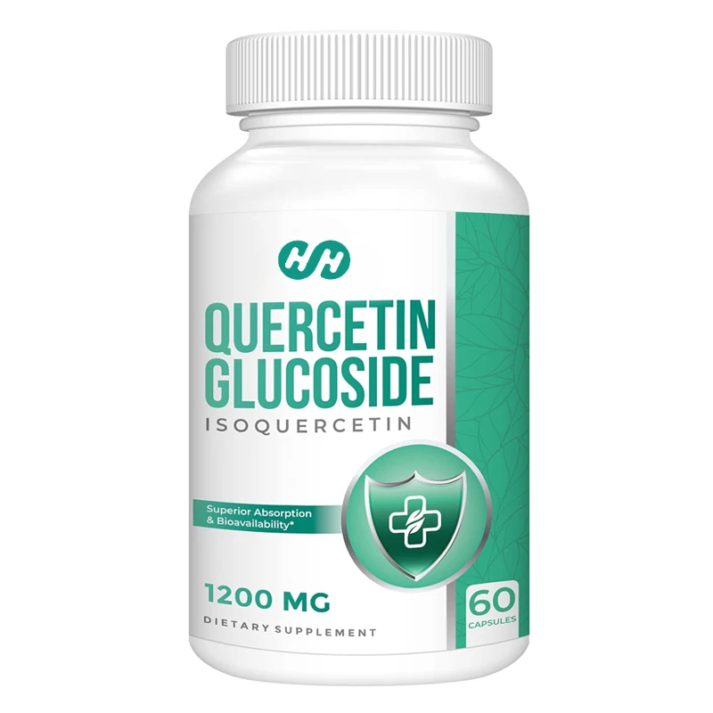 1200 Mg Quercetin Glucose 6-fold Bioavailability 60 Vegetable Capsules with Black Pepper Extract and Rutin High Absorption