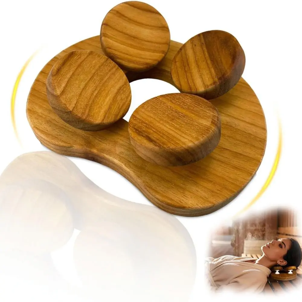 Sauna Wooden Pillow Comfortable Neck Headrest Natural Wood Support Accessory For Steam Room Spa Relaxation Bath Supplies