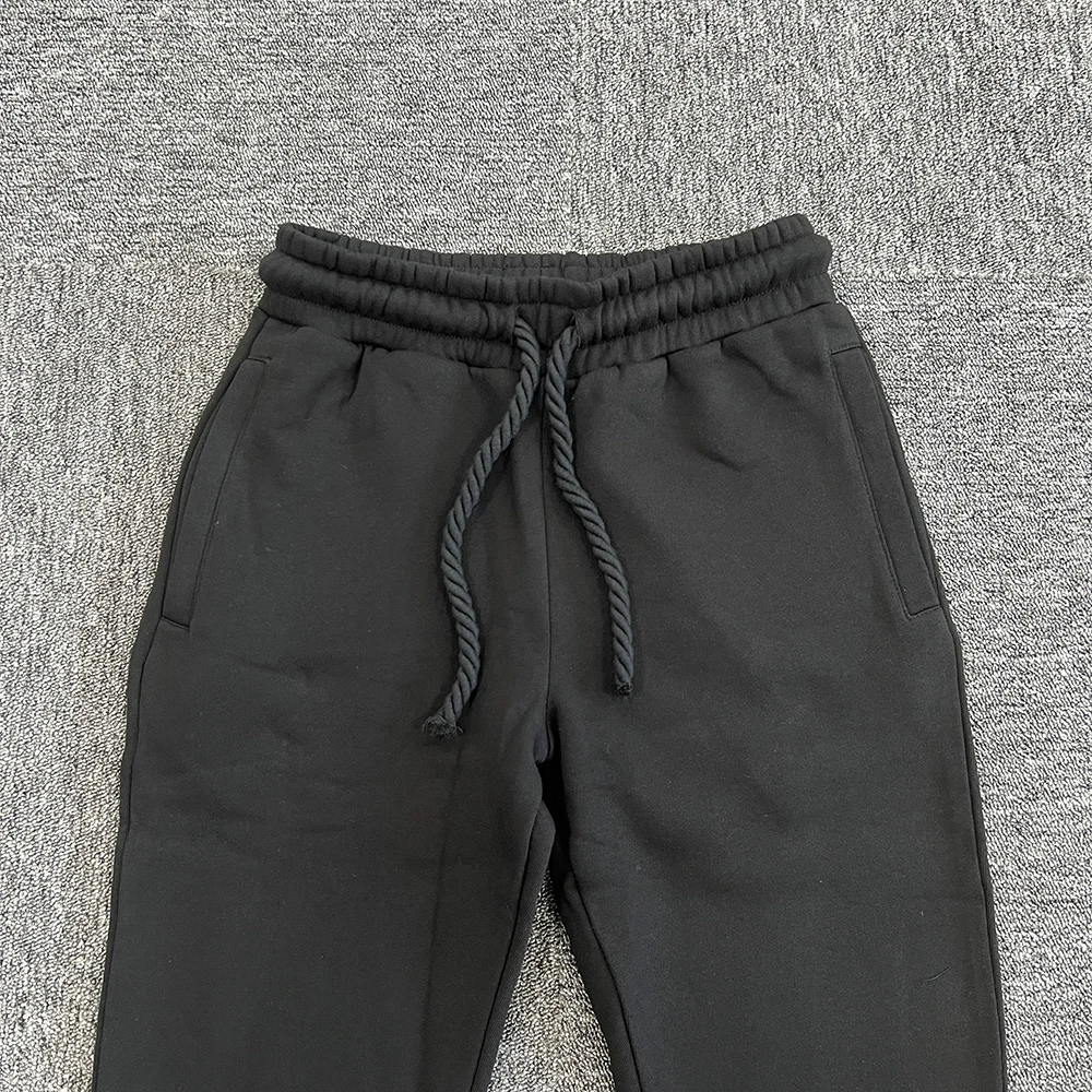 طقم بدلة رياضية قطنية SY-15 للرجال ملابس خروج مريحة للركض مع قلنسوة وبنطلون للربيع والخريف طقم أسود مطبوع باللون الأحمر #5