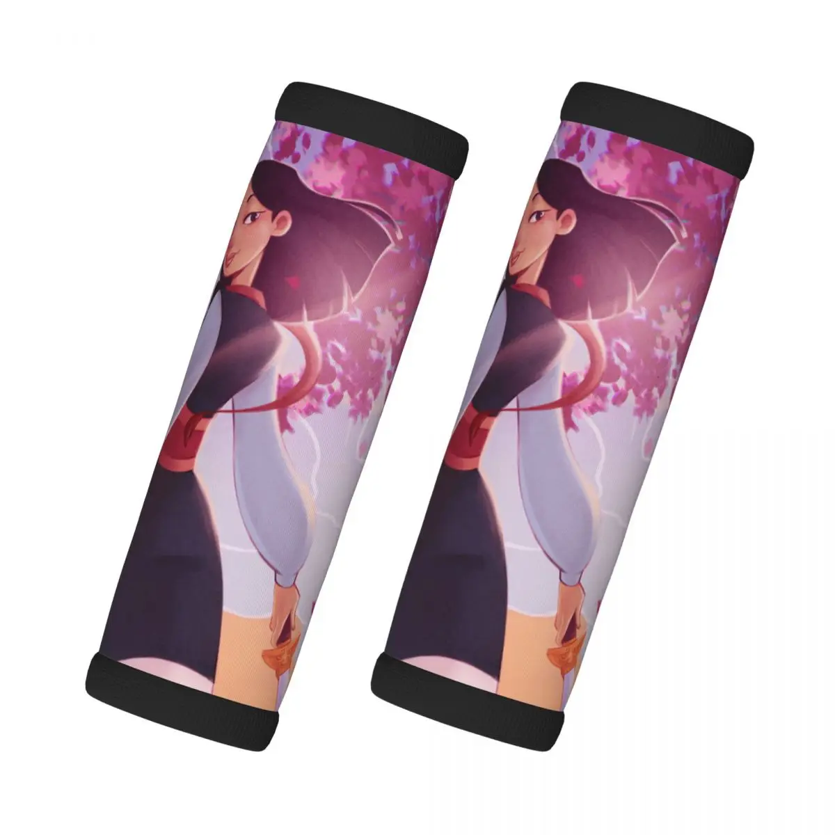 

Custom Mulan Princess 2 Pcs Luggage Handle Wrap Soft Grip Handle Cover Comfortable Neoprene Suitcase Identifier Travel