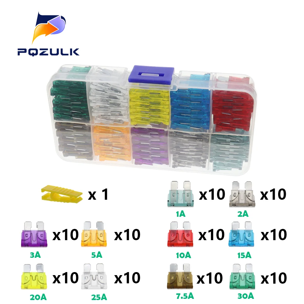 Profile Medium Mini Micro2 Size Blade Type Car Fuse Assortment 5/7.5/10/15/20/25/30/35A Fuse Set Auto Car Truck with Box Clip