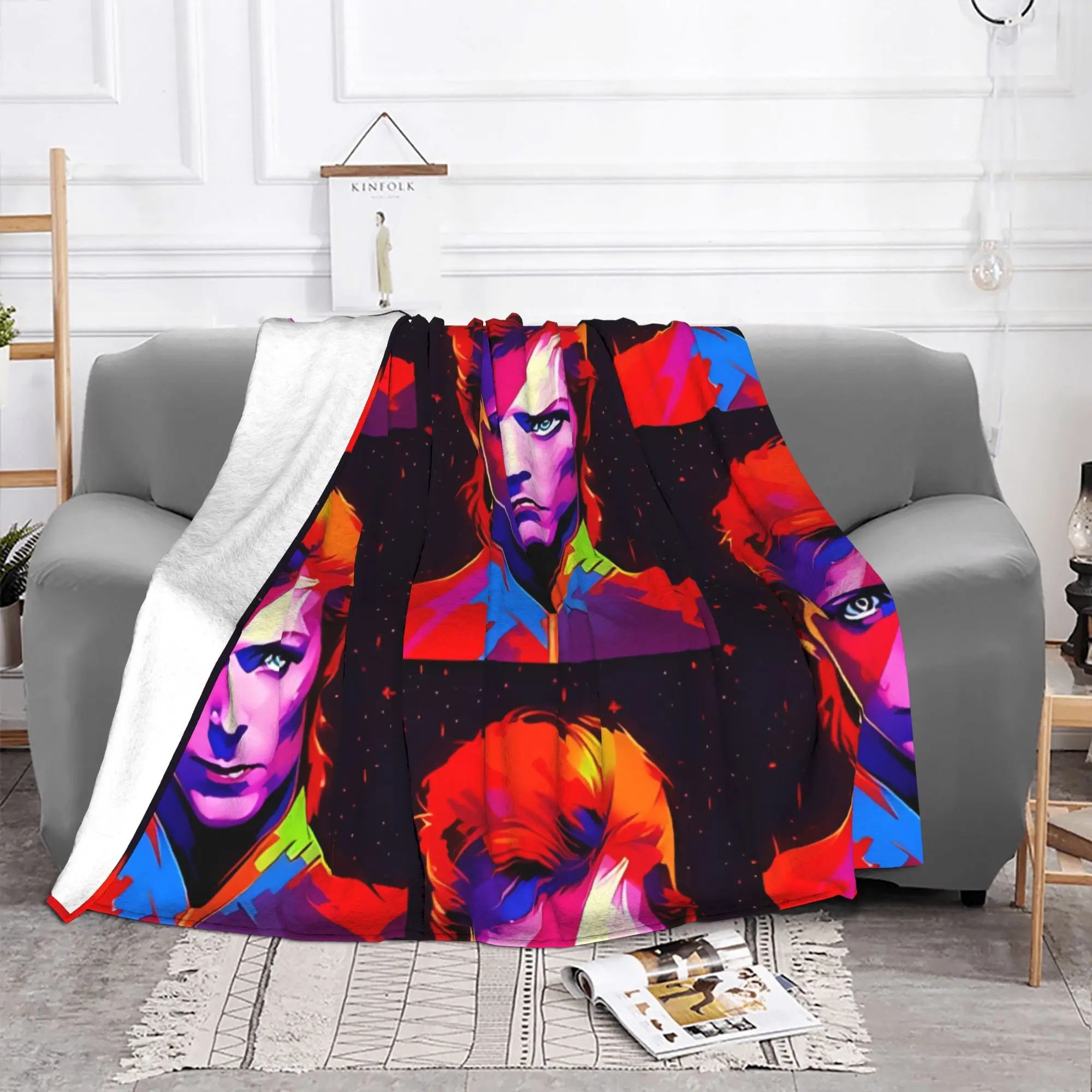 1PC home Cutecore Classic David Cool Bowie Blanket Super Cosy Plush Home Living Room Sofa halloween