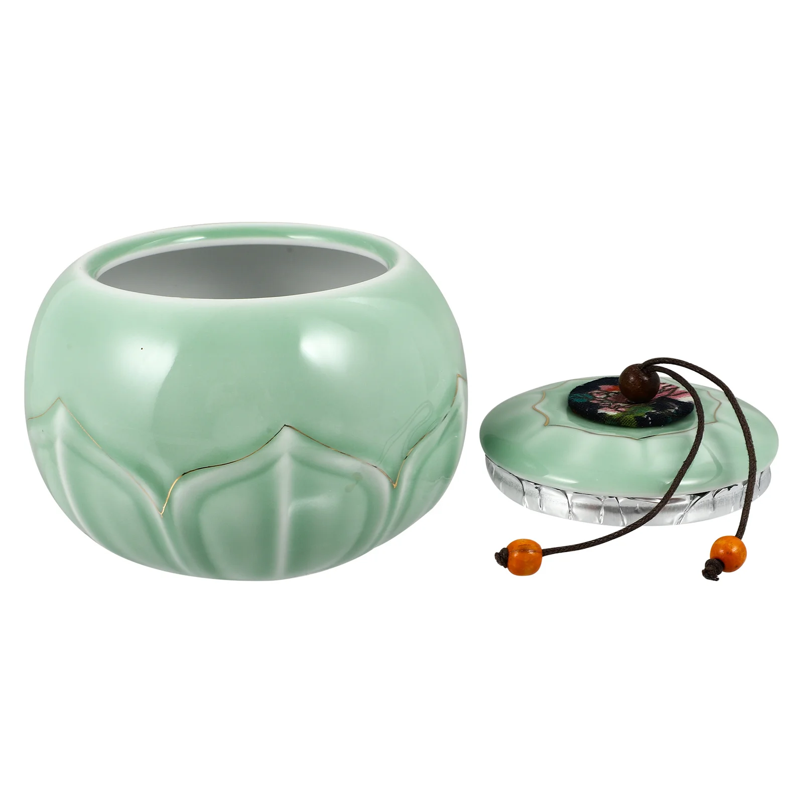 

1Pcs Elegant Lotus Design Tea Jar with Gold Accents Airtight Food Storage Container for Tea Cereals Nuts Dried Fruits Kitchen