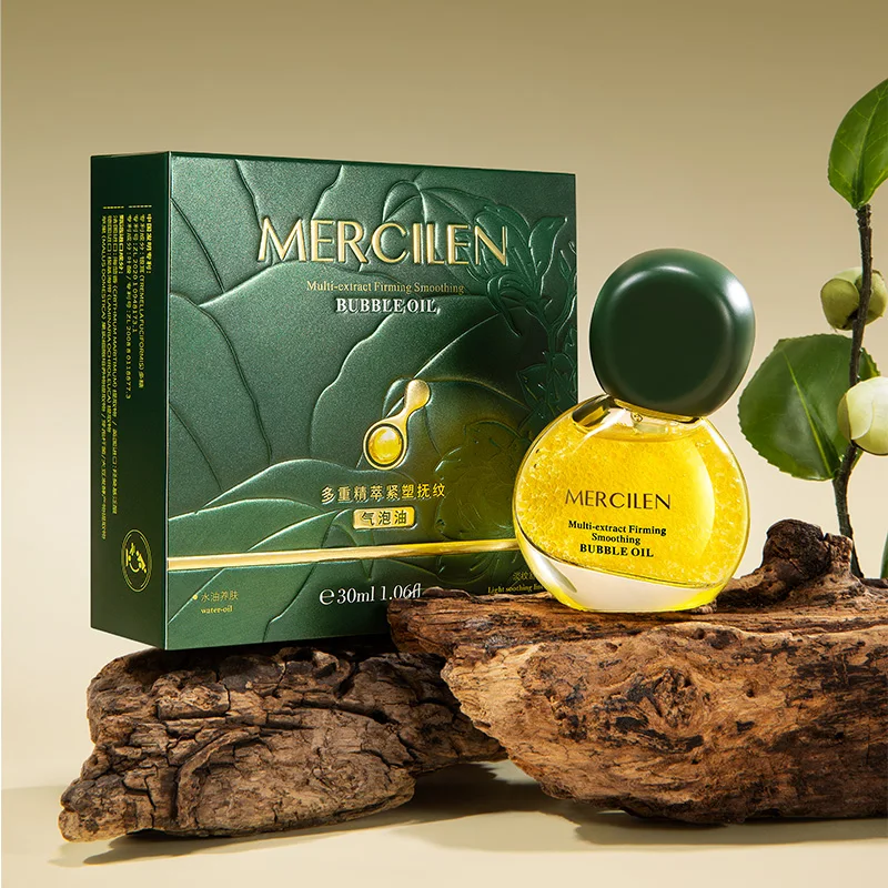 Mercilen Multi-Extract Firming and Wrinkle-Reducing Bubble Oil 30ml, Moisturizes and Nourishes the Skin, Reduces Fine Lines, Daily Facial Care, Contains Collagen and Plant-Based Squalane, Suitable for Both Men and Women