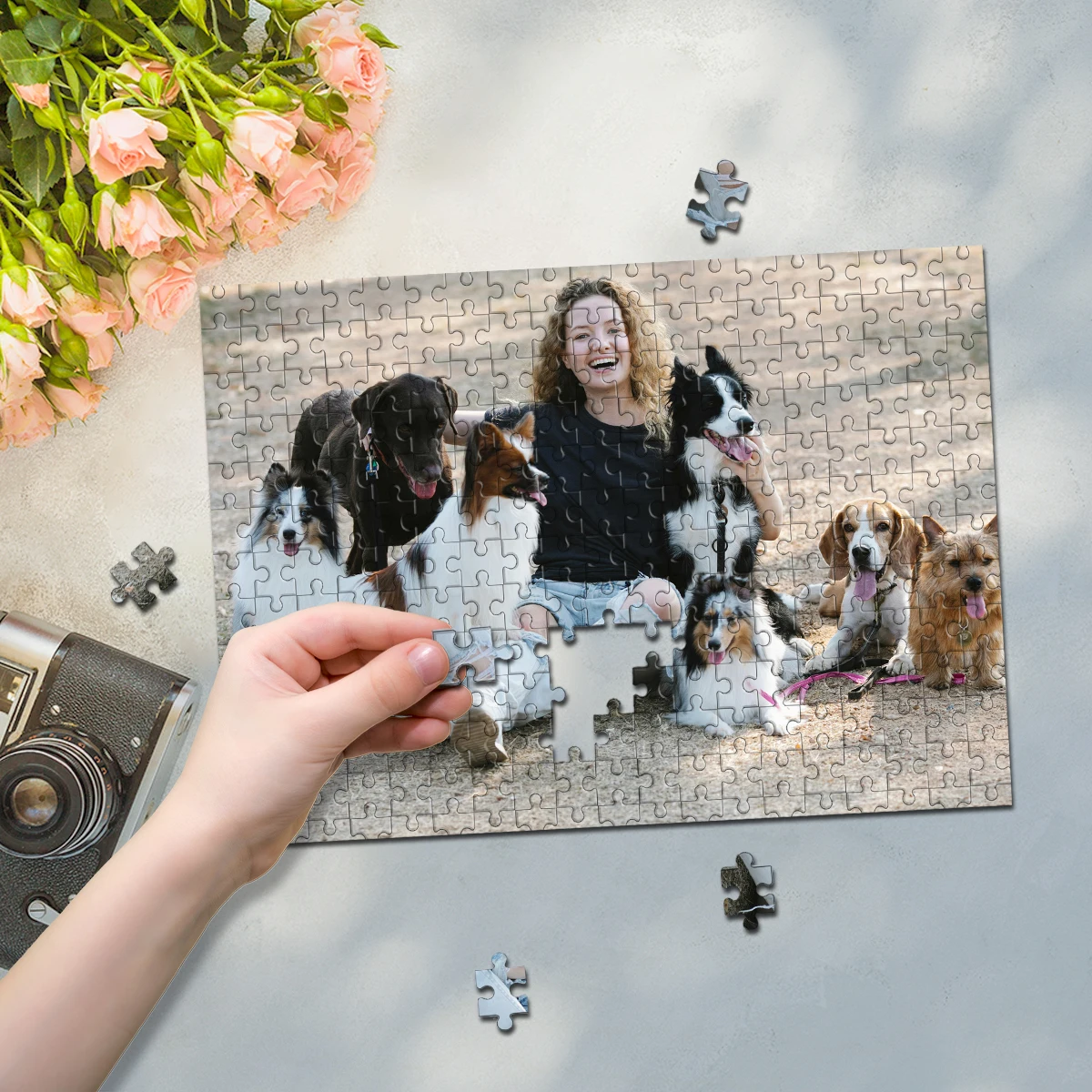 Puzzle Photo personnalisé pour fille, blocs d'images personnalisés, noël, nouvel an, saint-valentin, 35/300/500/1017 pièces
