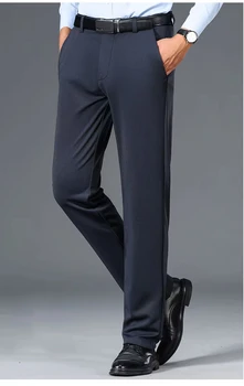 Fashion Men's Plus Size Fit Business Casual Pants Big Tall Classic Dress Pants Elasticity Casual Straight Leg Daily Trousers 4