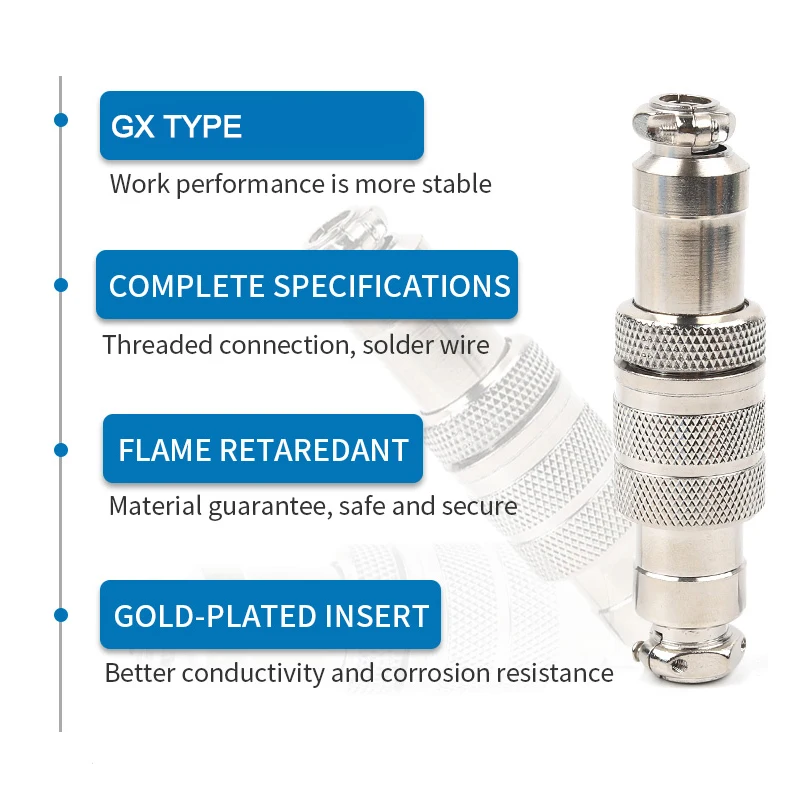 GX12 Male Female Aviation Butt Type Cable Connector 2/3/4/5/6/7 Pin Male&Female Docking Aviator Aviation Circular Plug Socket