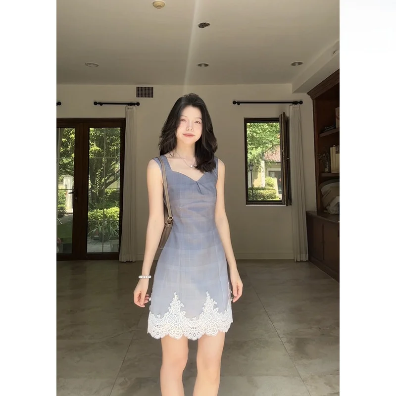 

adual Color Change Slimming Waist Design Lace Trim Svel Dr by Guo Jiujiu High Waist V Ne a Line Summer Dr