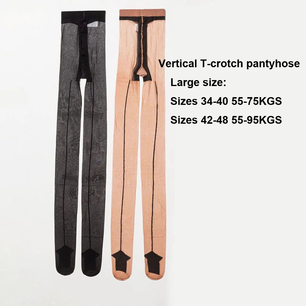 Bigsize pantyhose sexy Summer Thin Tights rear vertical T-crotch Stockings Female Pantyhose