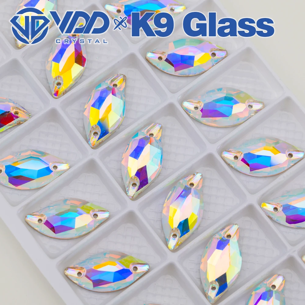 VDD Großhandel Blattförmige Hochwertige K9-Glas-Applikationssteine, Kristall-Flachboden-Nähsteine für Kleidung, DIY, Kleider, Hochzeitskleider – Detail 5
