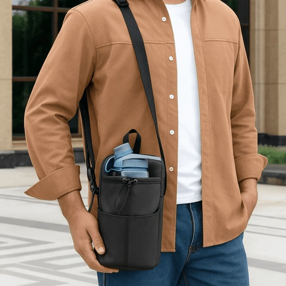 

Сумка для бутылки с водой на плечевом ремне, быстросохнущая передняя карманная сумка для бутылки с водой, портативный, с большим отверстием