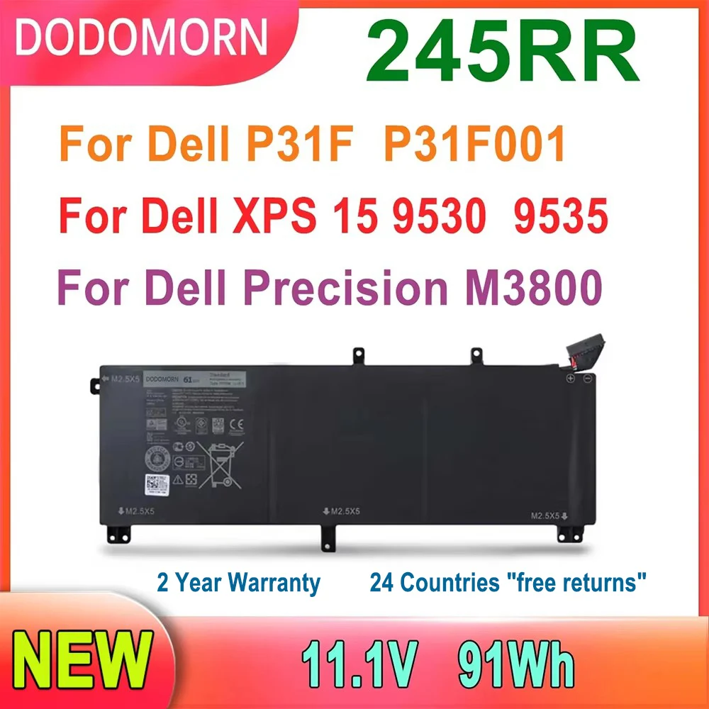 DODOMORN 245RR Laptop Battery For Dell P31F P31F001,For Dell XPS 15 9530 9535,For Dell Precision M3800 T0TRM H76MV High Quality